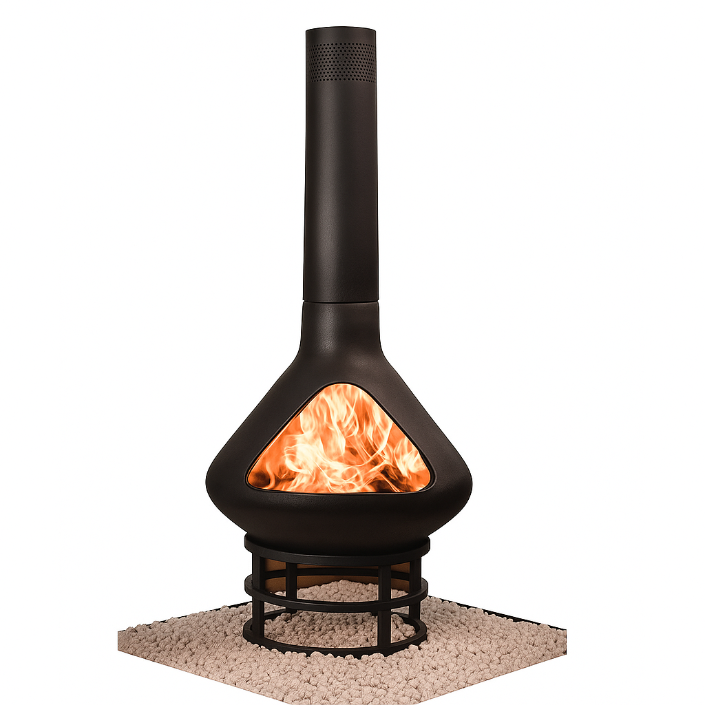 Chiminea Fire Pit Designed for Smoke-Free Evenings, Heavy-Gauge Steel, Ceramic Coating, High-Draft Chimney
