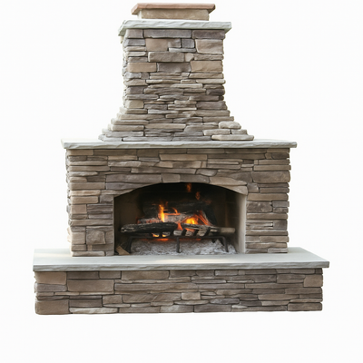 Stonewright Manor Grand Outdoor Fireplace