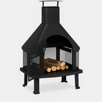 Outdoor Chimney Fireplace Designed for Panoramic Viewing, 360° Mesh Screen, Heavy-Gauge Steel, Weather Cover Included