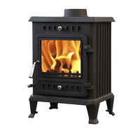 Cast Iron Fireplace Stove Crafted for Classic Warmth, Panoramic Glass Door, 9 kW Heat Output, Airflow Control