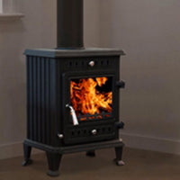 Cast Iron Fireplace Stove Crafted for Classic Warmth, Panoramic Glass Door, 9 kW Heat Output, Airflow Control