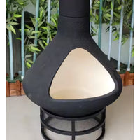 Chiminea Fire Pit Designed for Smoke-Free Evenings, Heavy-Gauge Steel, Ceramic Coating, High-Draft Chimney